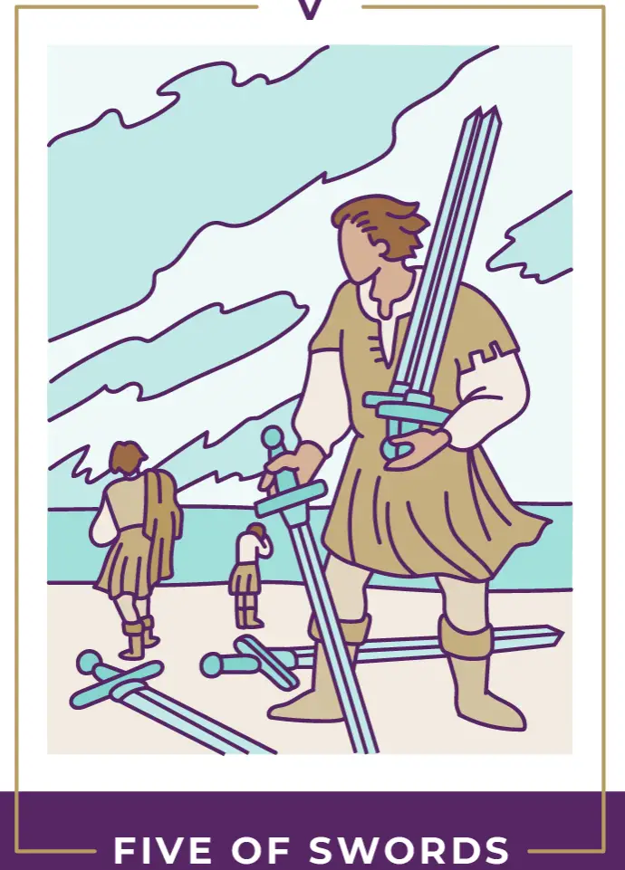Todo sobre la Carta del Tarot Cinco de Espadas – Significado de la Carta del Tarot Cinco de Espadas. Todo sobre la Carta del Tarot Cinco de Espadas – Significado de la Carta del Tarot Cinco de Espadas.
